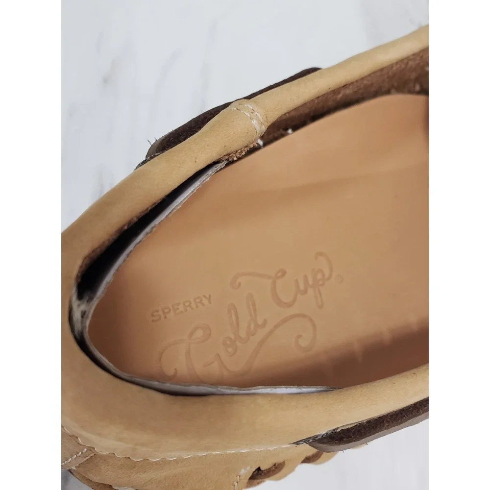 NEW NO BOX Sperry Gold‎ Cup Woven Tan Brown Bronze 2 Eye Boat Shoes SIZE 12